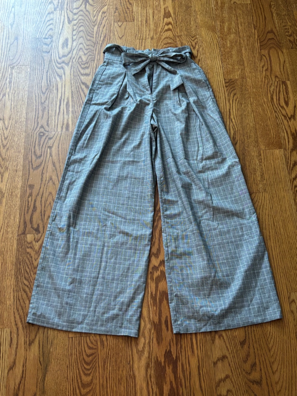 Forever 21 Plaid Wide Leg Tie Pants